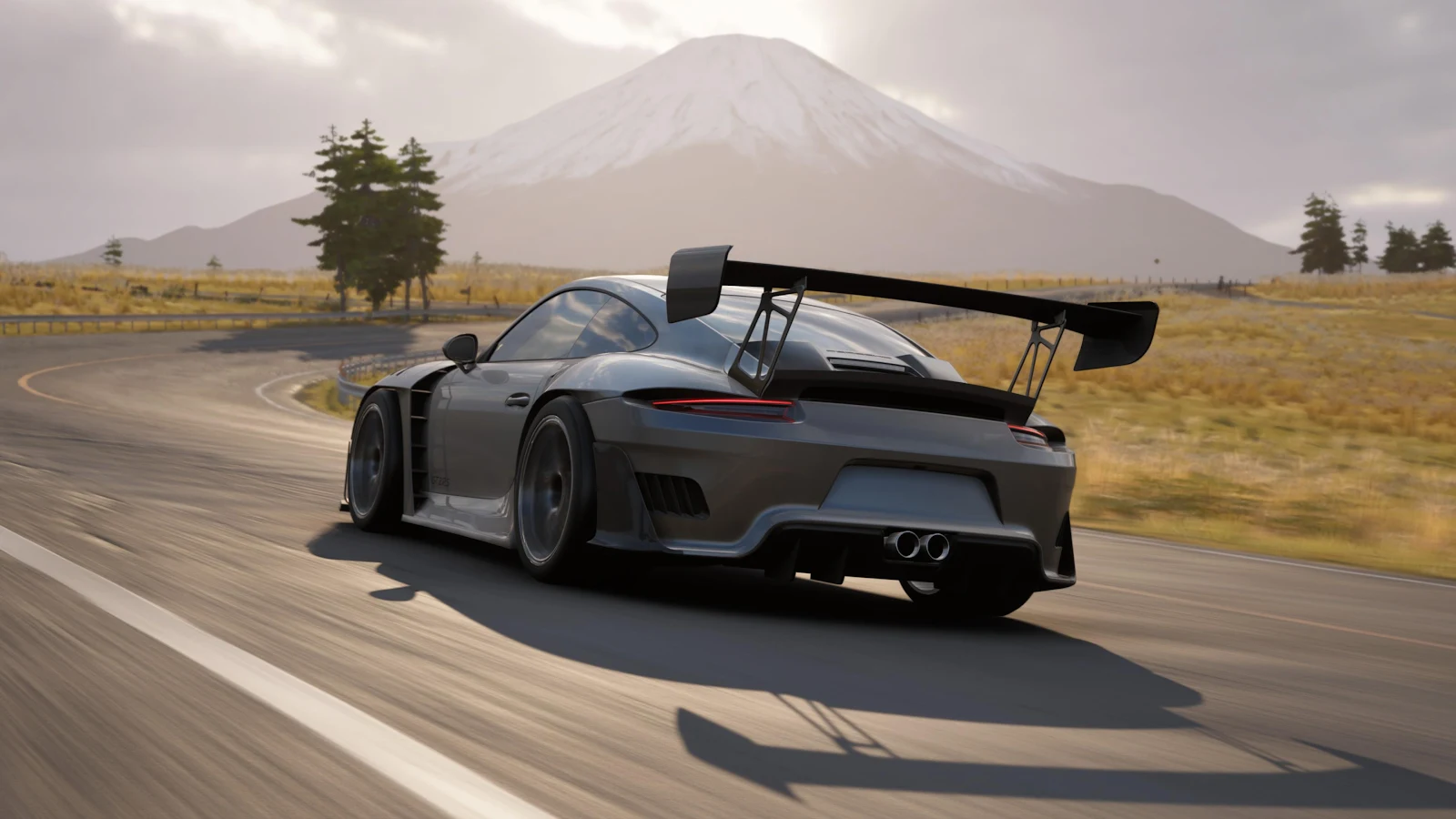 Porsche 911 Near Mount Fuji - Video Game Photography 4K Wallpaper (3840x2160)