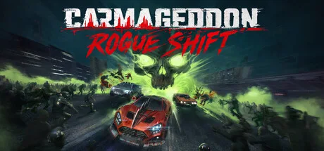 Screenshot of Carmageddon Rogue Shift gameplay showing a weaponized vehicle destroying environments.