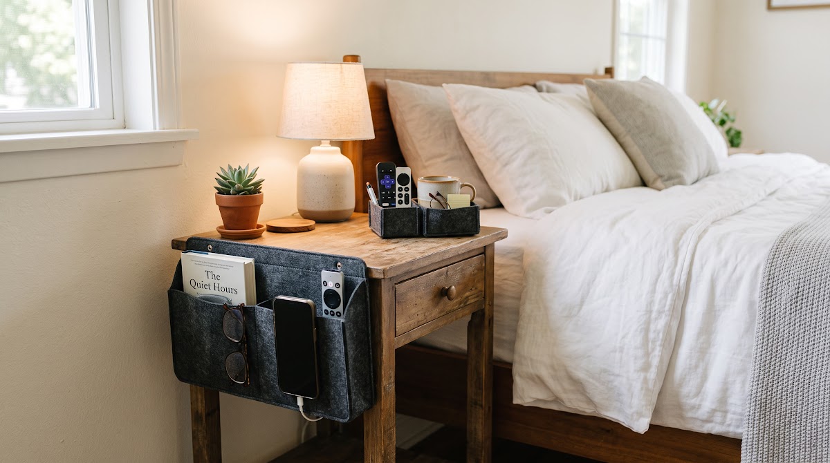 Best Bedside Caddies for Small Bedrooms (2026) - BEST BUDGET — IN CONTEXT