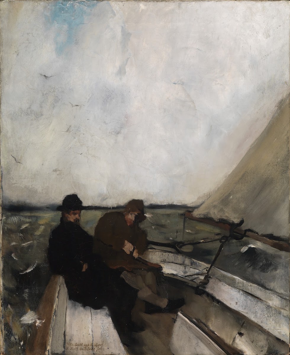 The painters Leibl and Sperl in a sailing boat 1875