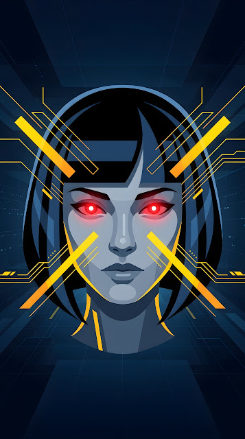 Cybernetic Woman Face Illustration - Free mobile Wallpaper