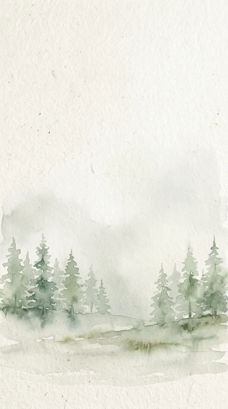 Scandinavian Minimalist Watercolor Misty Forest Background - Free 4K mobile Wallpaper