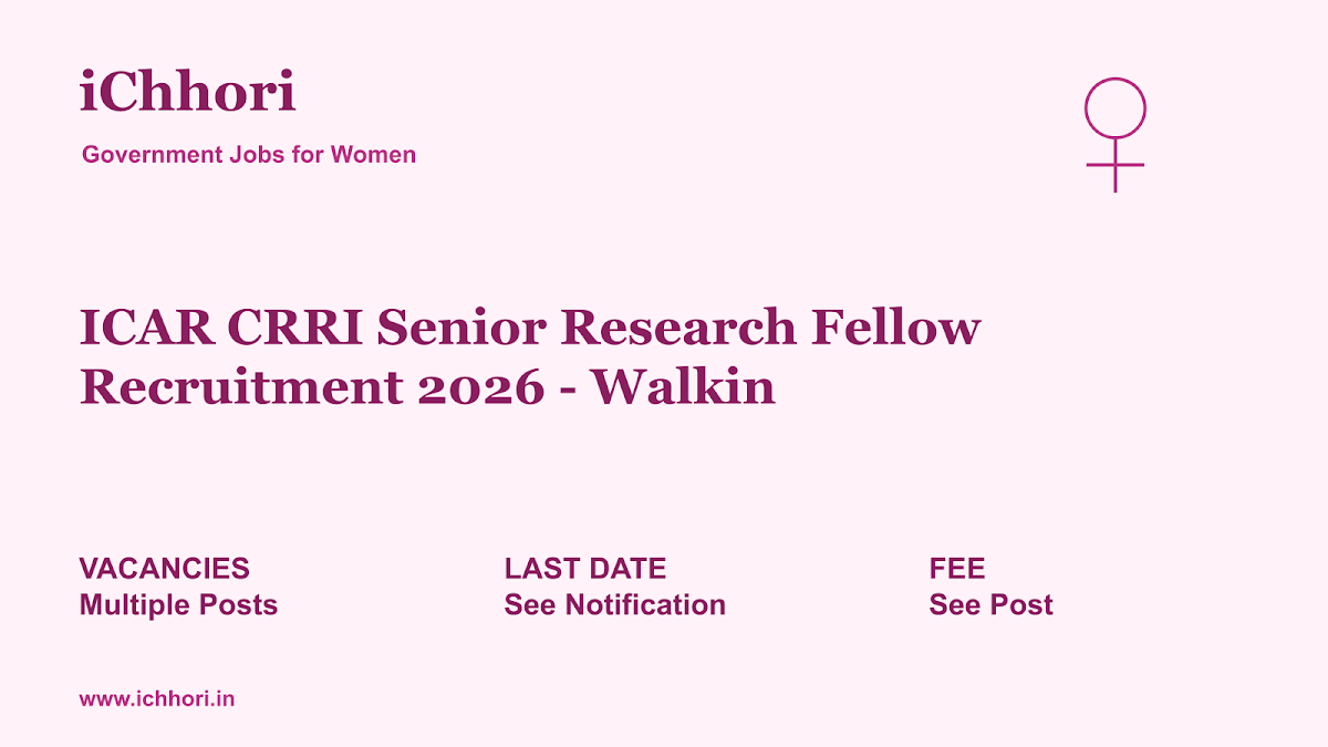 ICAR CRRI Senior Research Fellow Recruitment 2026 - Walkin - iChhori