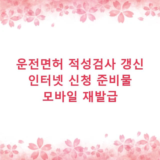 운전면허 적성검사 갱신 인터넷 신청 준비물 모바일 재발급