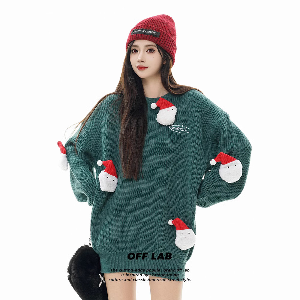Retro Christmas sweater for couples, thickened