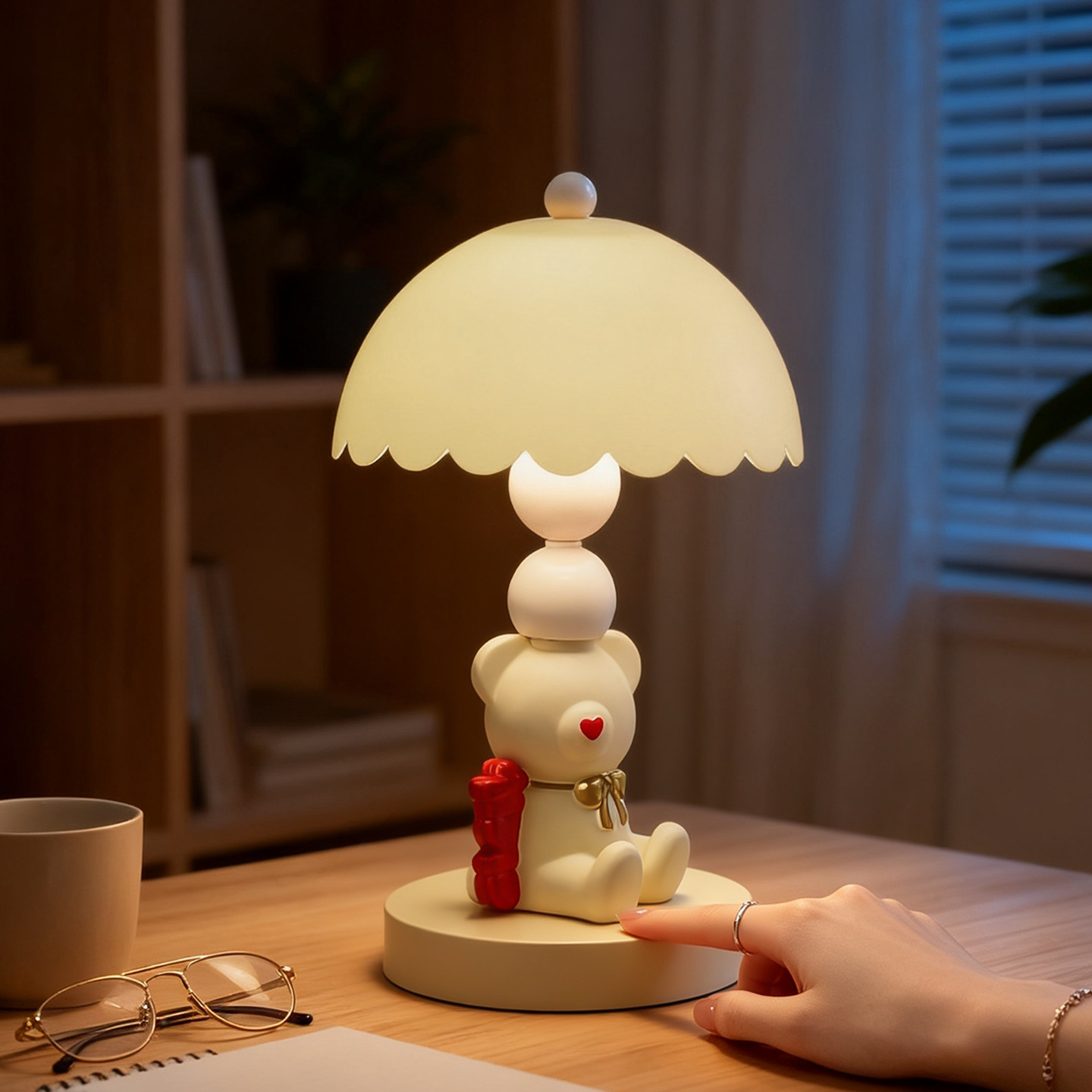 Bow Teddy Bear Table Lamp for Children's Room