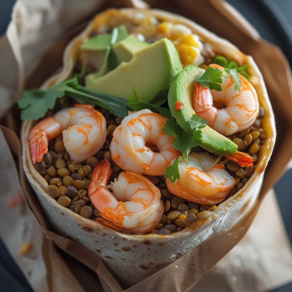 Final Protein-Packed Shrimp Lentil Breakfast Burrito