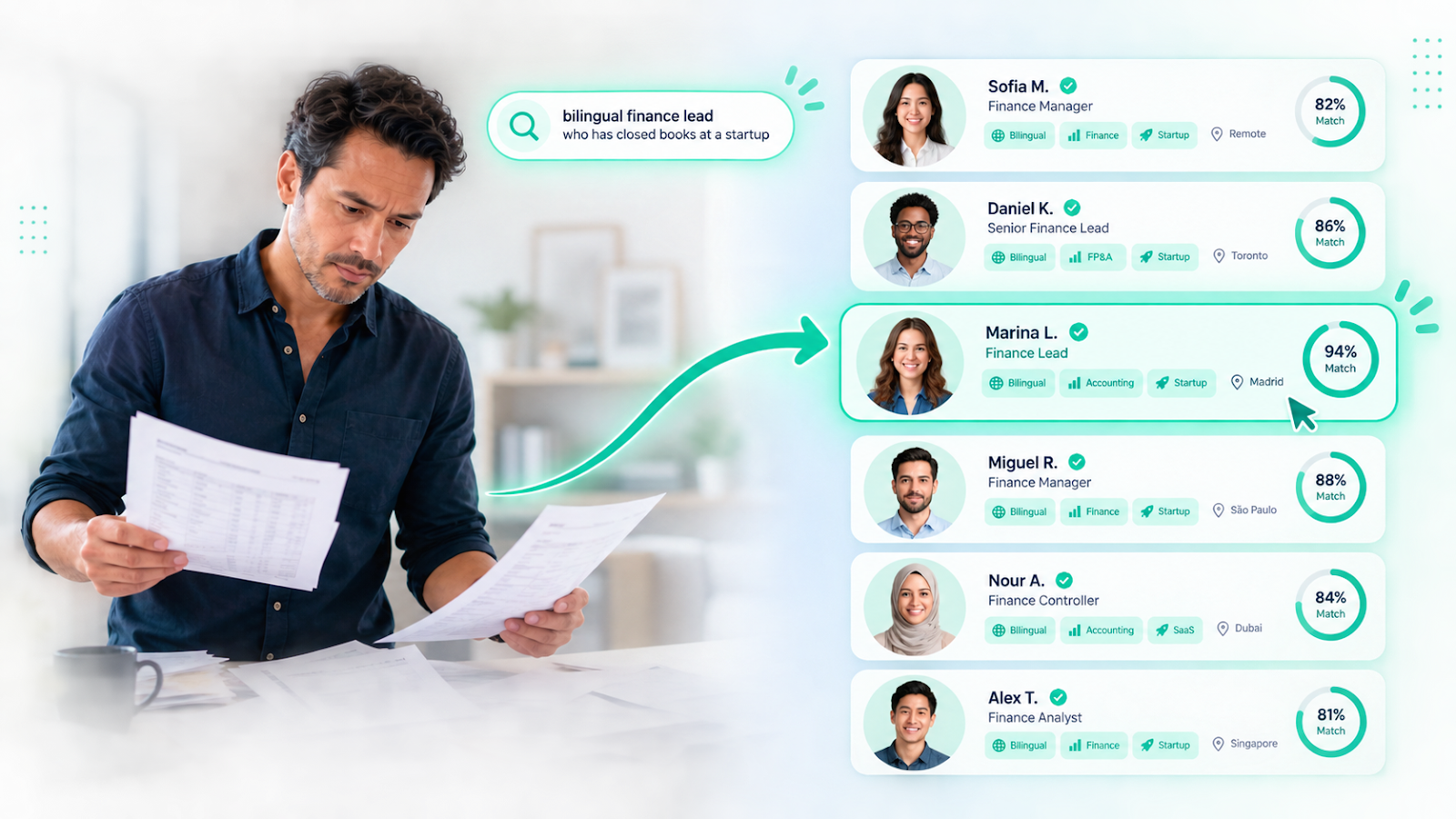 Unstructured resumes and spreadsheets being reorganised into structured candidate records
