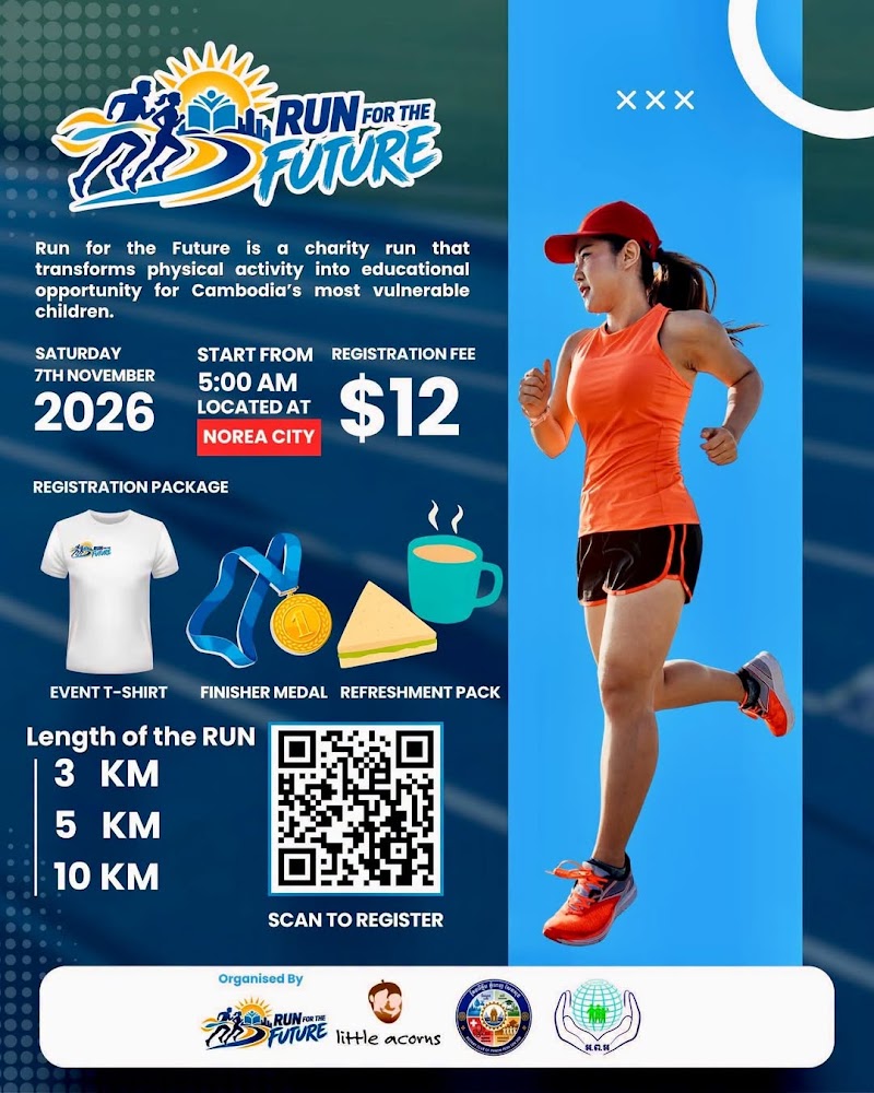 Run for the Future charity fun run poster – Sat 7 Nov 2026, Norea City, 3K/5K/10K, $12