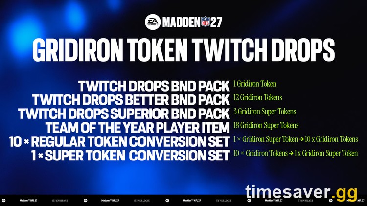 Madden NFL 27 Gridiron Token Twitch Drops rewards