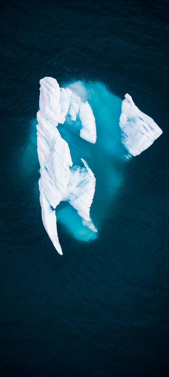 Aerial View of Floating Iceberg - Aerial Nature Photography 2K iPhone Wallpaper (1819x4050)