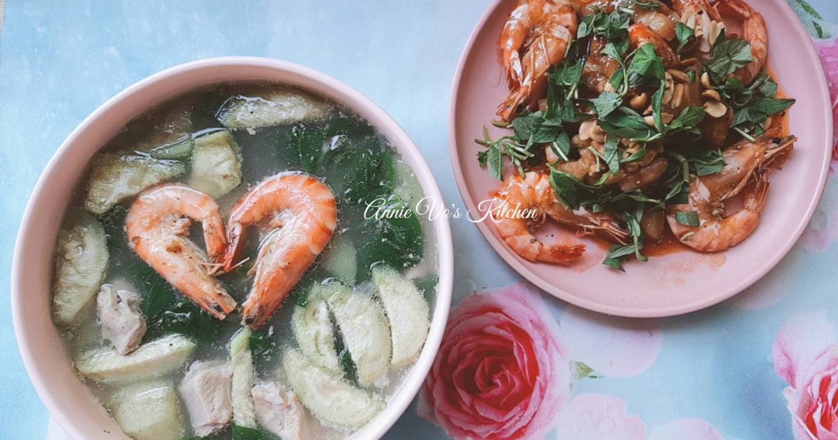 Cơm nhà đơn giản với 2 món tôm