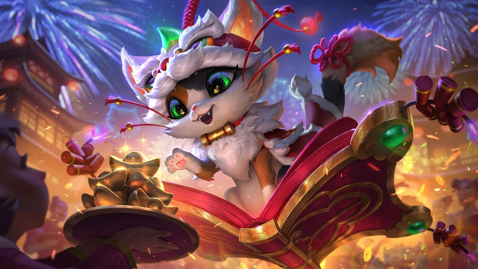 Lunar Guardian Yuumi Festive Celebration - Digital Game Art 8K Wallpaper (7680x4320)