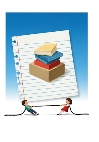 Children Tug of War on Notebook Paper