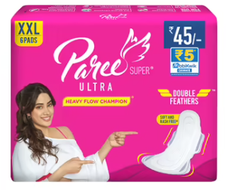Paree Sanitary Pad Super Soft Ultra Xxl (tri-fold) - Pack Of 6