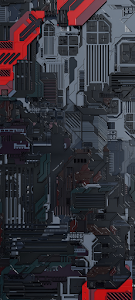 Cyberpunk Mechanical Plating Texture Red Accents
