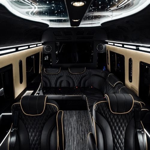 Leather captain seats and starlight ceiling inside the CEO Jet Sprinter