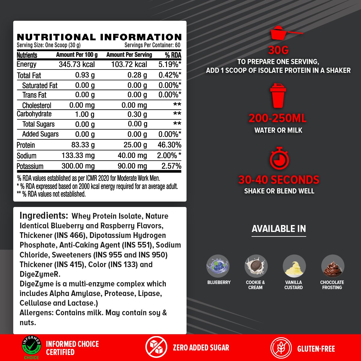 GNC AMP Pure Isolate (Low or Zero Carb) — Blueberry, 4 lbs