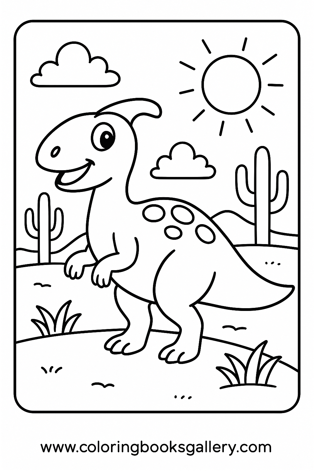 Simple Edmontosaurus In The Desert Coloring Page For Toddlers – free coloring page for kids