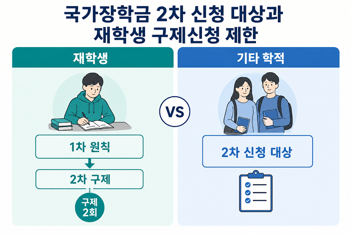 국가장학금 2차 신청 대상과 재학생 구제신청 제한