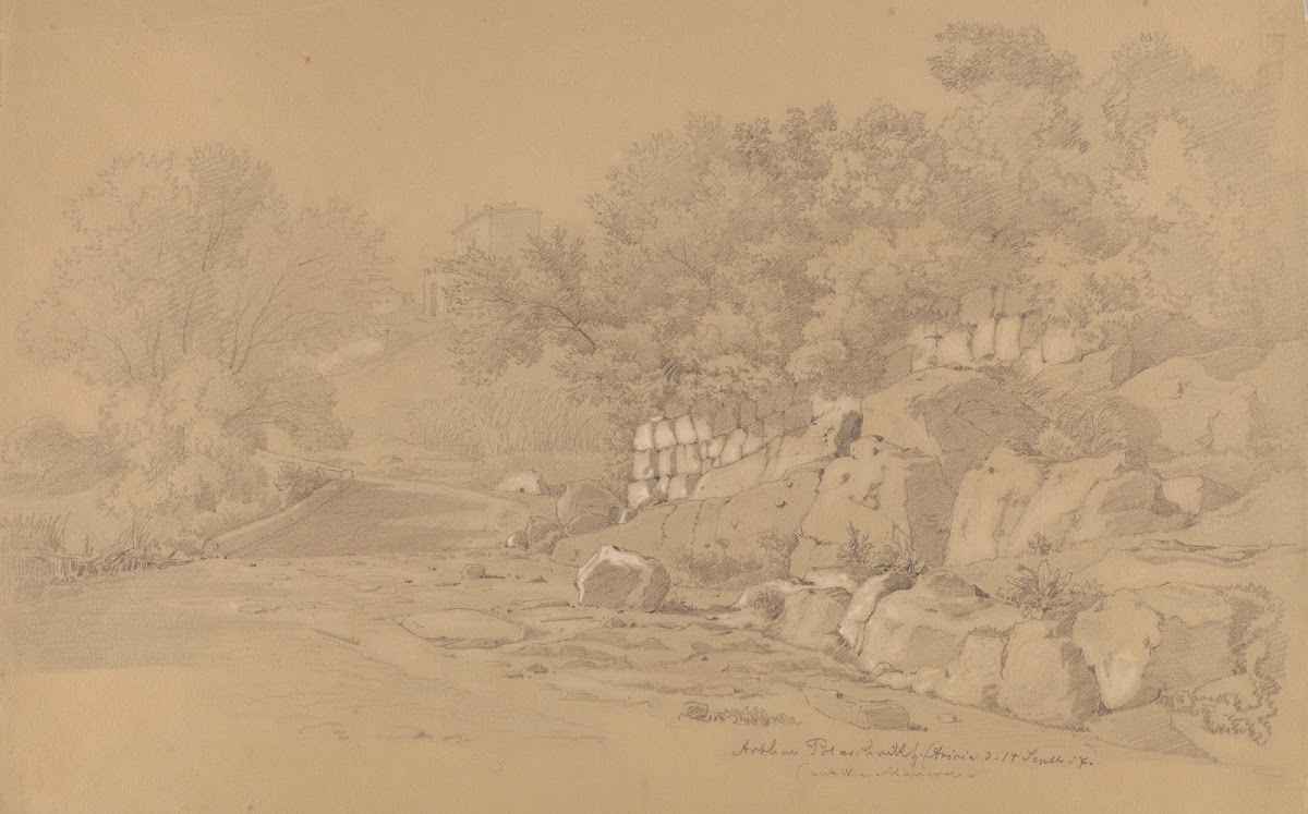 Road near Ariccia in the Distance a Villa among Trees 1857