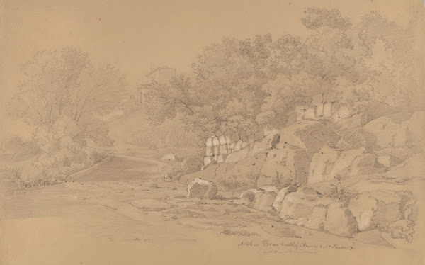 Road near Ariccia in the Distance a Villa among Trees 1857