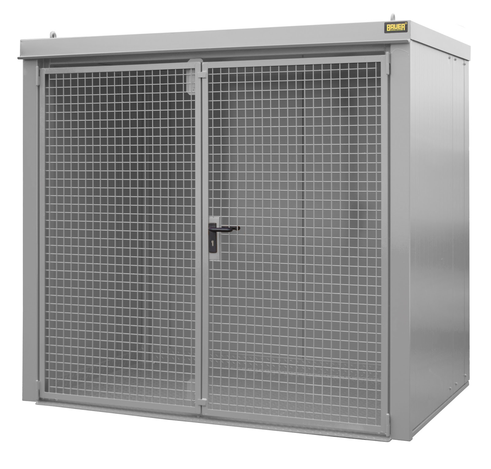 Gasflessen-container GFC-B M3, gelakt, Muisgrijs