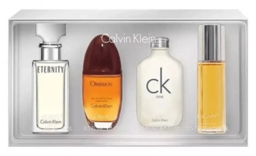 ESTUCHE MINIS CALVIN KLEIN 4PZS UNISEX 15ML CADA UNO ETERNITY - OBSESSION - CK ONE - ESCAPE