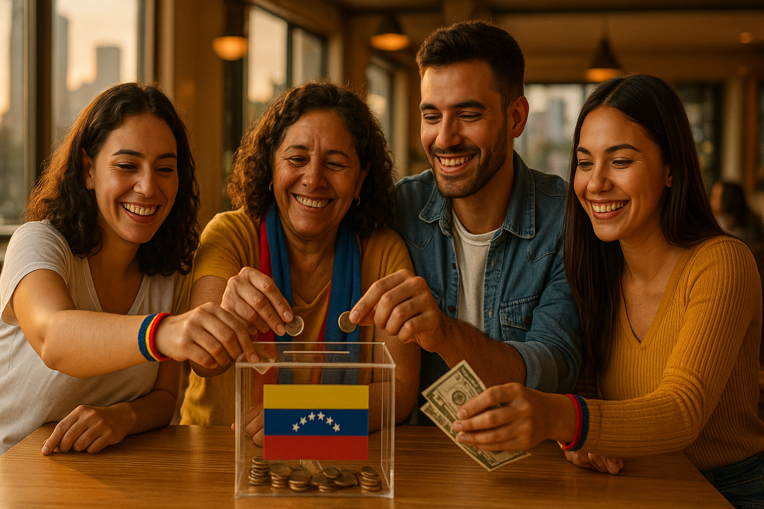 Venezolanos en el exterior reunidos aportando a un fondo comunitario