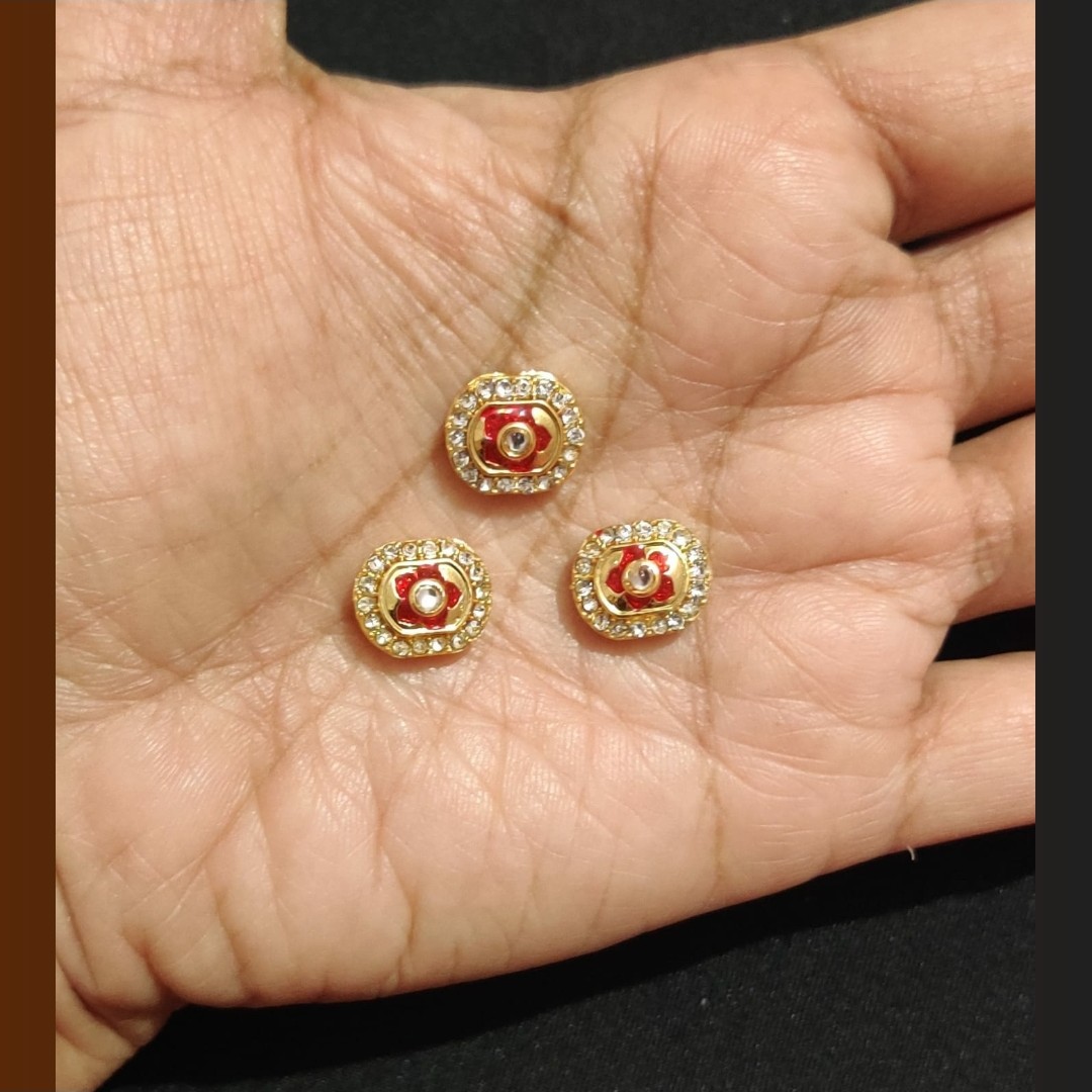 R36-Rectacngle Red Meena (Pack Of 3)