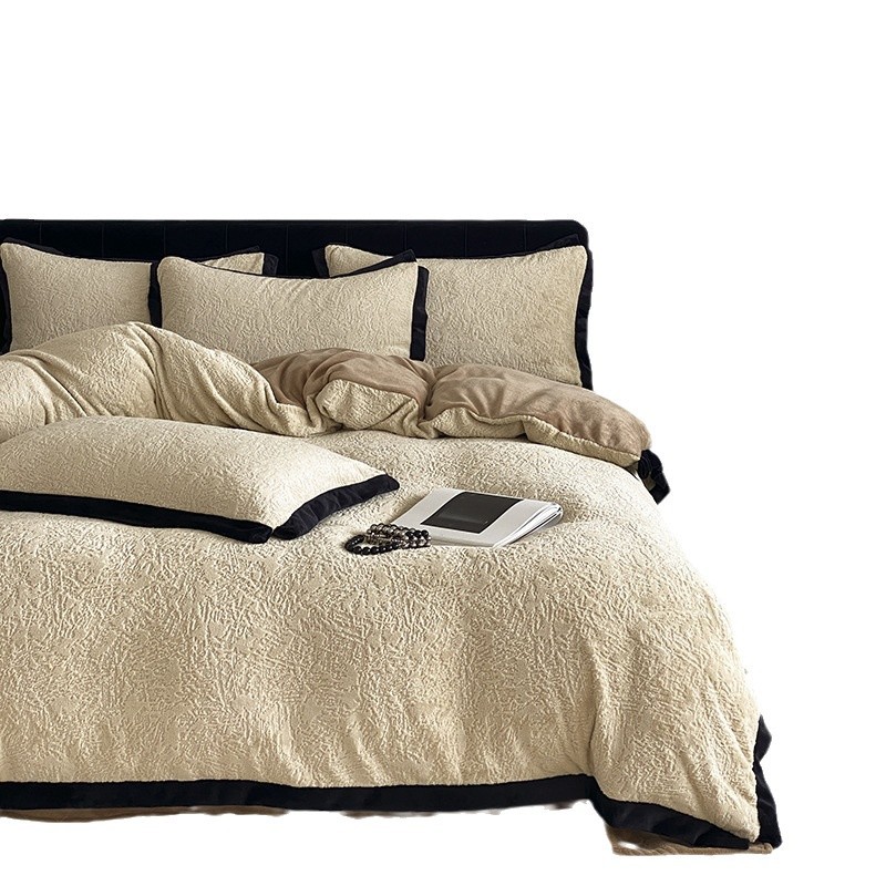 Milchfleece-Bettwäsche-Set, französischer Stil, Winter