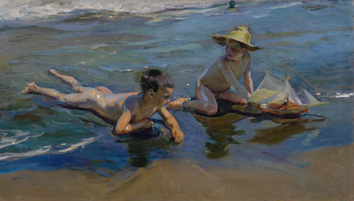 Niños En La Playa Children Playing On The Beach 1904
