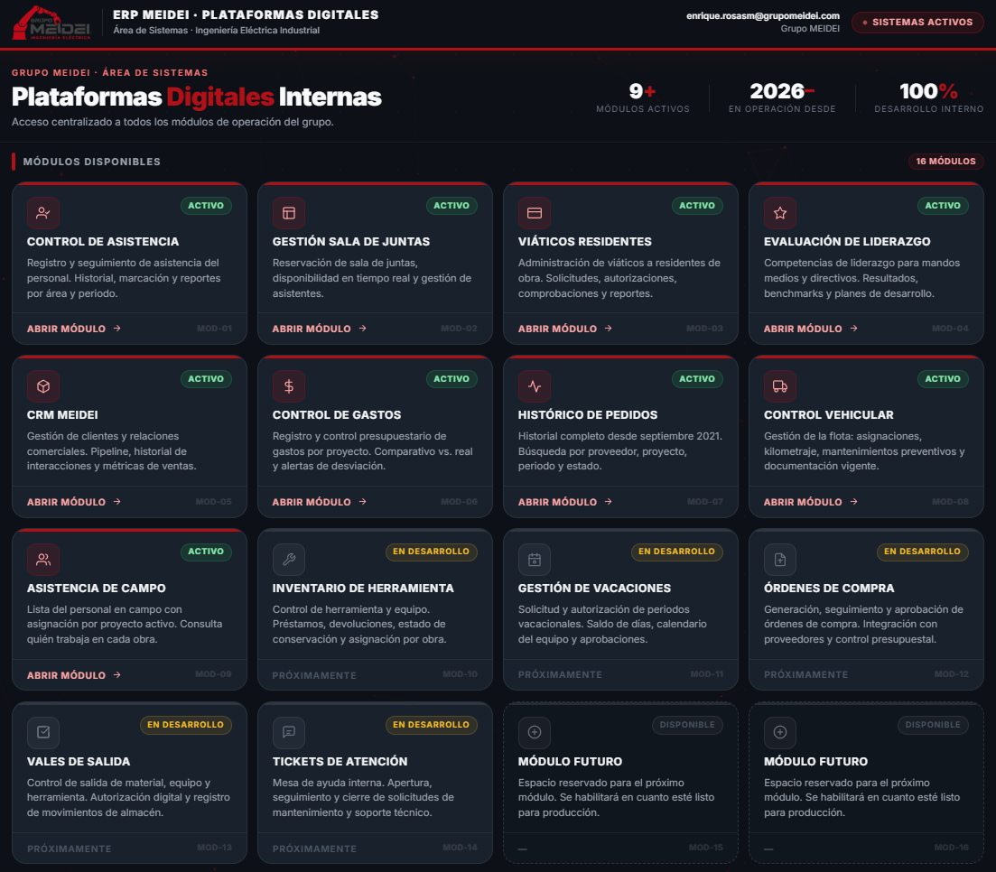 Captura de pantalla del proyecto: Plataforma MEIDEI
