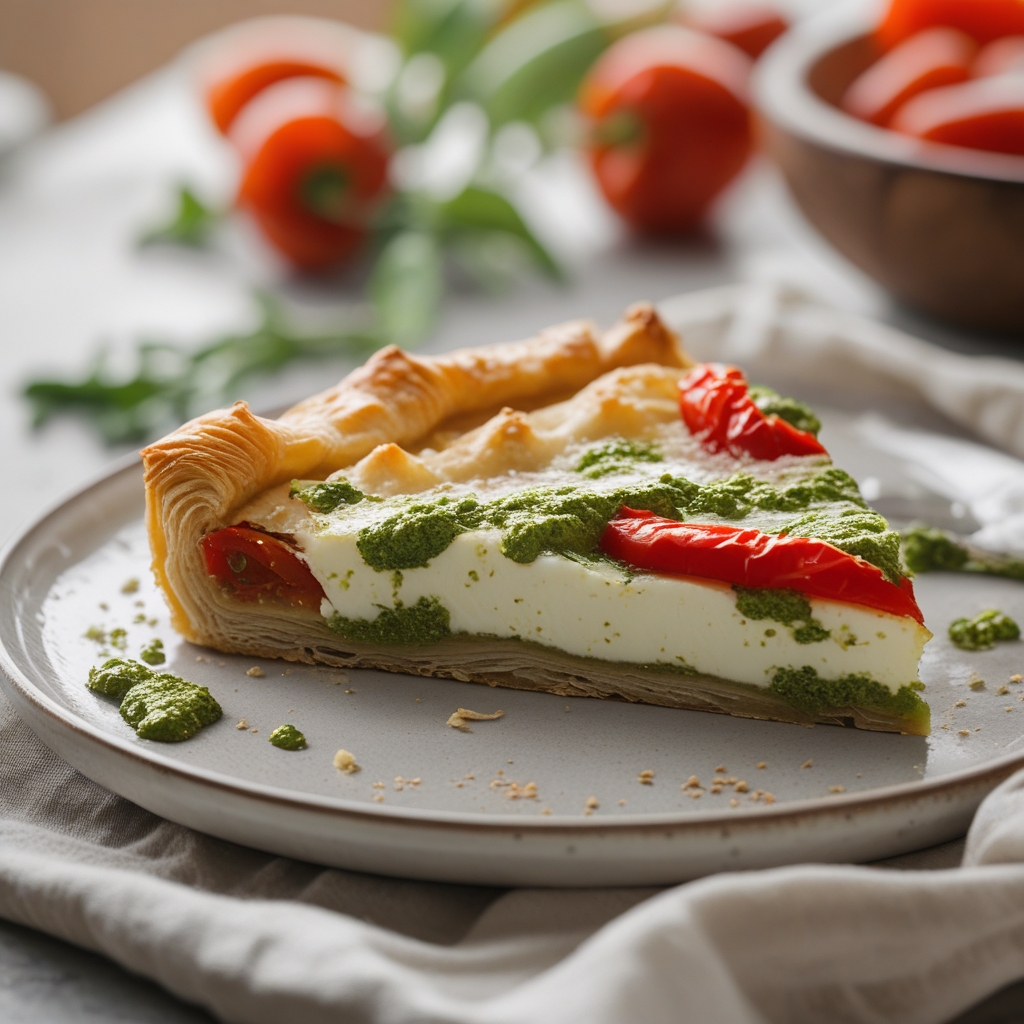 Final Easy Rustic Goat Cheese Galette with Roasted Red Peppers and Pesto