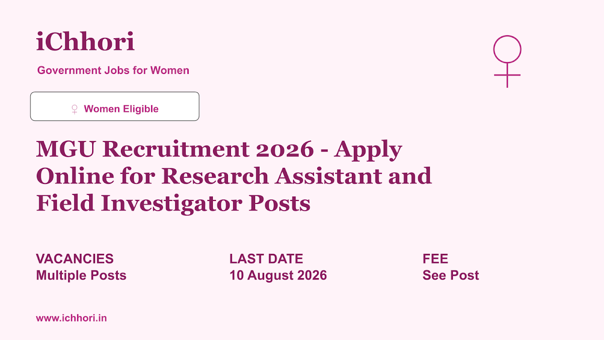 MGU Recruitment 2026 - Apply Online for Research Assistant and Field Investigator Posts - iChhori
