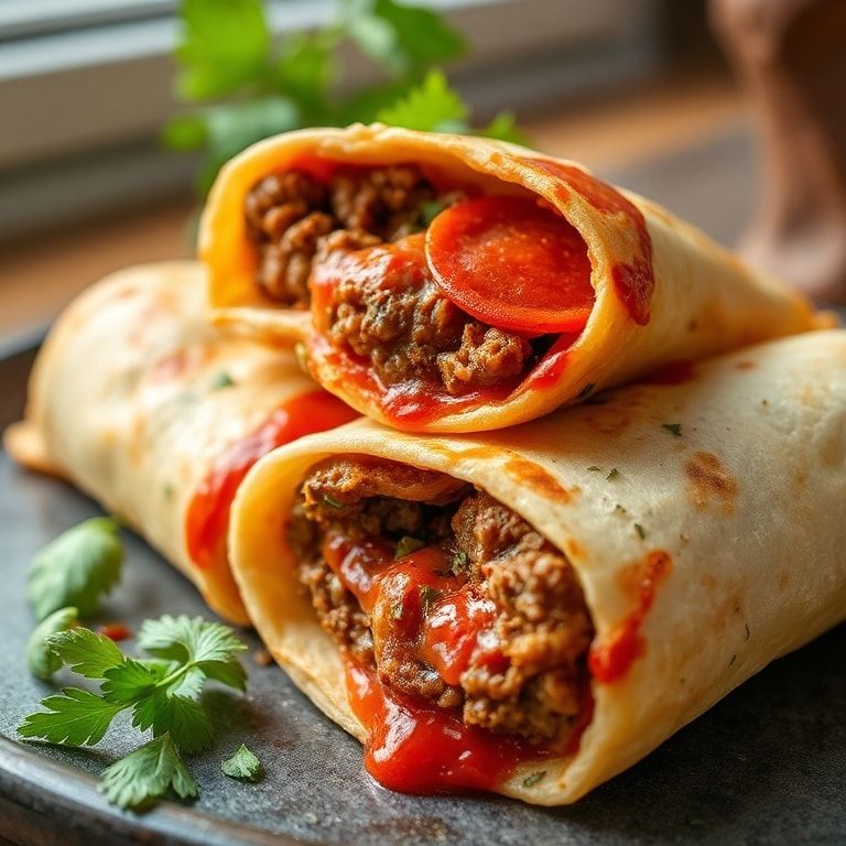 Easy Pepperoni Pizza Wraps with Ground Beef Filling: Quick Homemade Family-Friendly Delight finished
