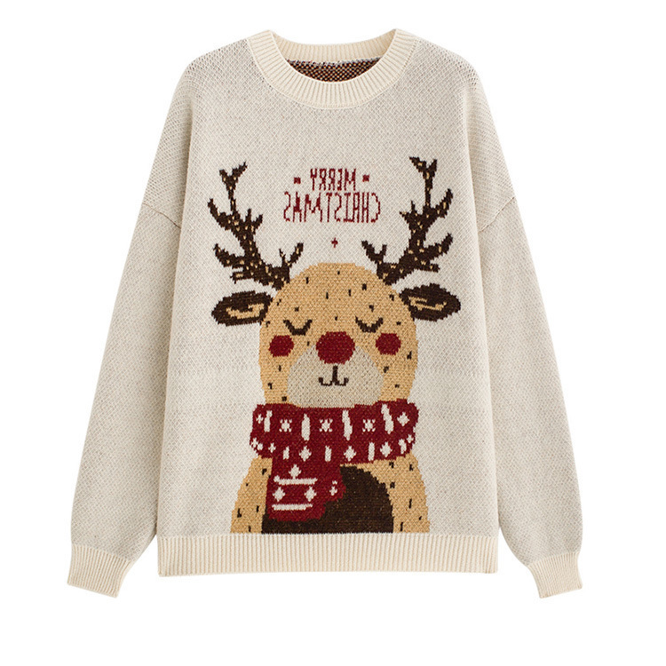 Ladies knitted sweater with 3D design, loose fit