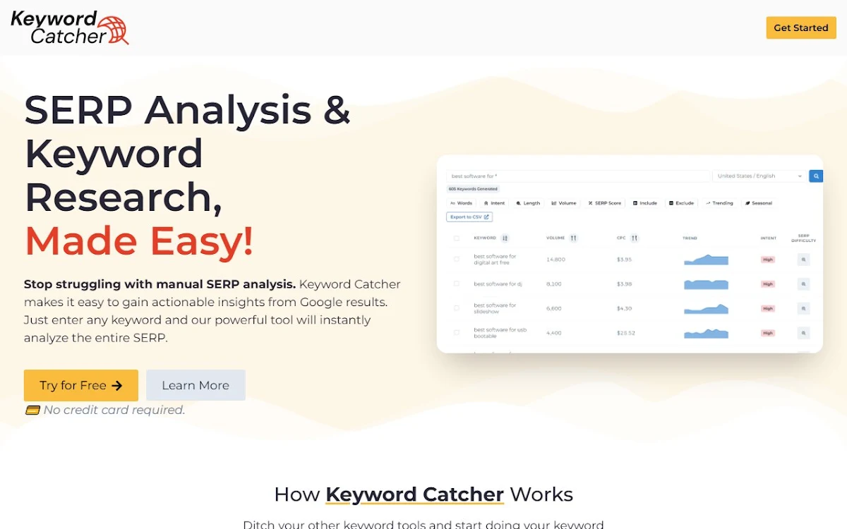 Captura de Keyword Catcher
