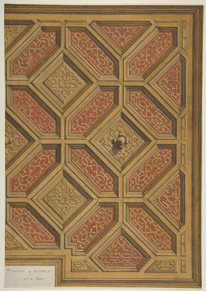 Design for Coffered Ceiling Mme Païvas Chateau at Neudeck 19th Century