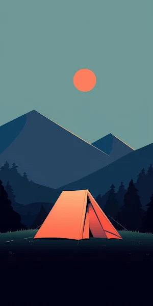 Camping, Nature, Tent, Mountains 2K iPhone Wallpaper Background