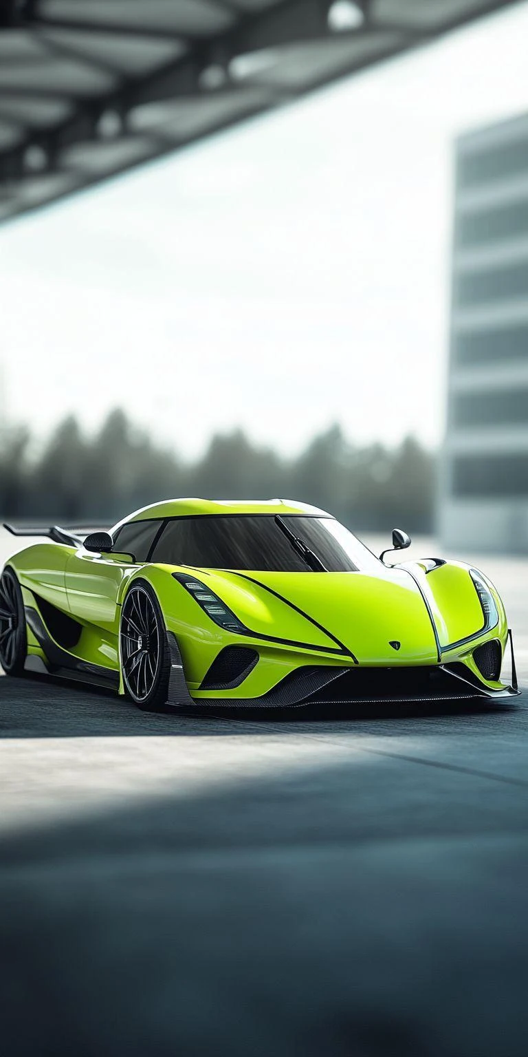 Lime Green Koenigsegg Jesko - Automotive 3D Render iPhone Wallpaper (768x1536)