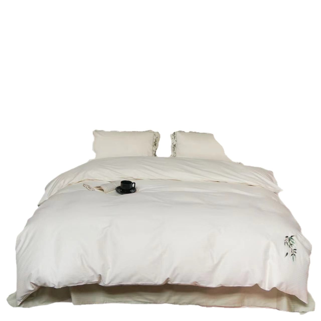 Bedding set made of long-staple cotton, embroidered, 4-piece
