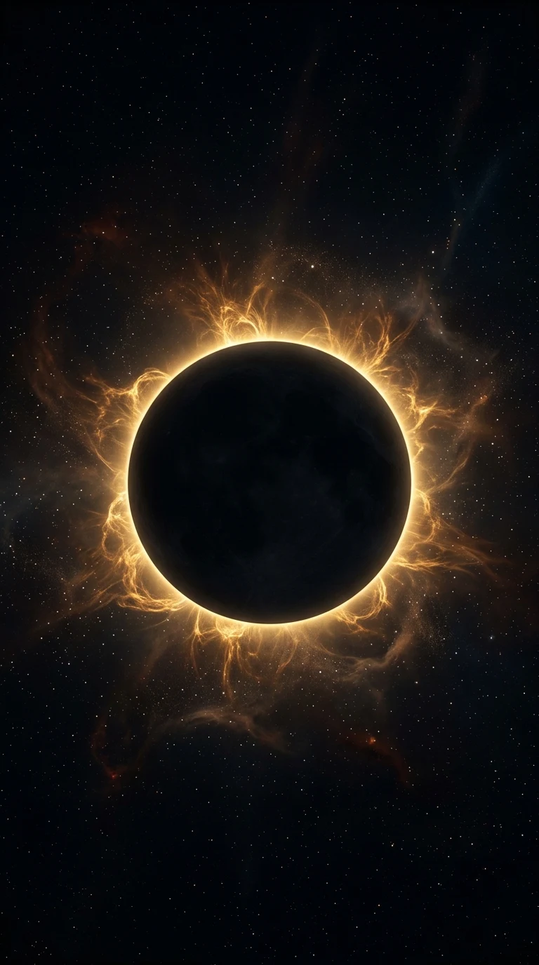Minimalist Matte Black Eclipse Golden Corona Wallpaper - Free 4K mobile Wallpaper