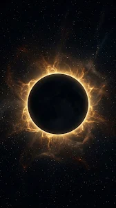 Minimalist Matte Black Eclipse Golden Corona Wallpaper