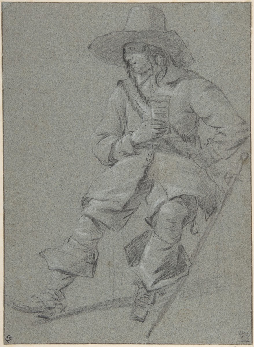 Seated Cavalier with Glass mid 17th century