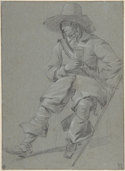 Seated Cavalier with Glass mid 17th century