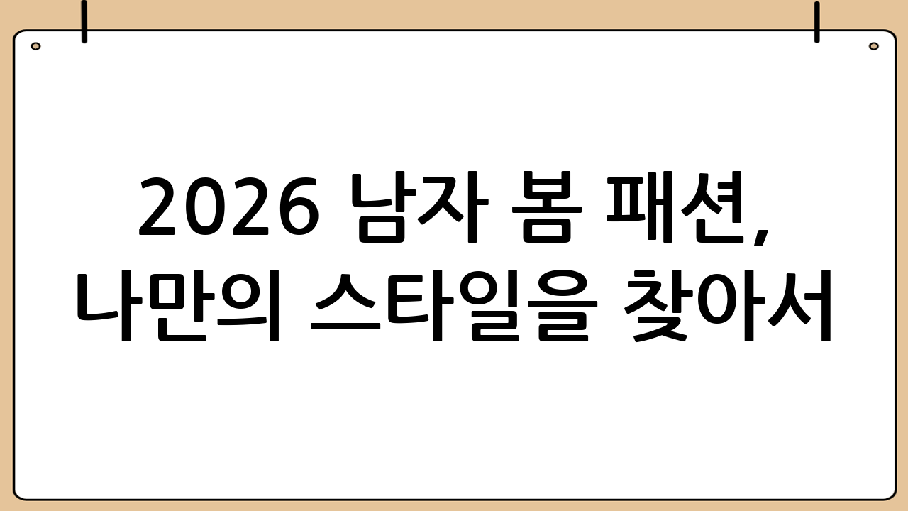 2026 남자 봄 패션, 나만의 스타일을 찾아서
