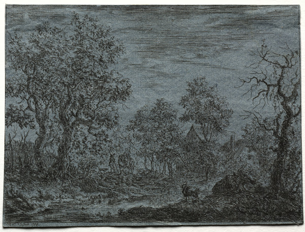 A Small River In The Foreground With A Cow And Goat 1744