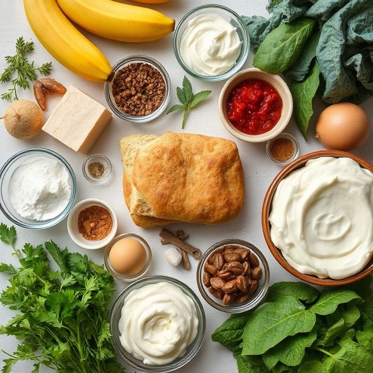 Ingredients for Soft Banana Bread Cinnamon Rolls with Creamy Icing: Easy, Homemade Breakfast Treat