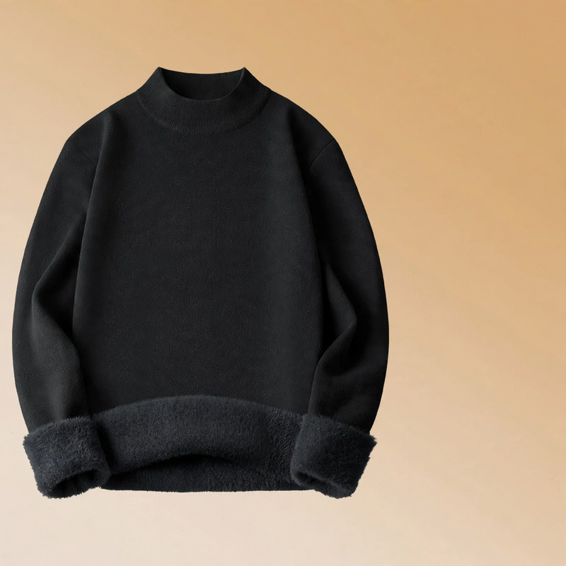 Men's knit sweater, lined, stand-up collar